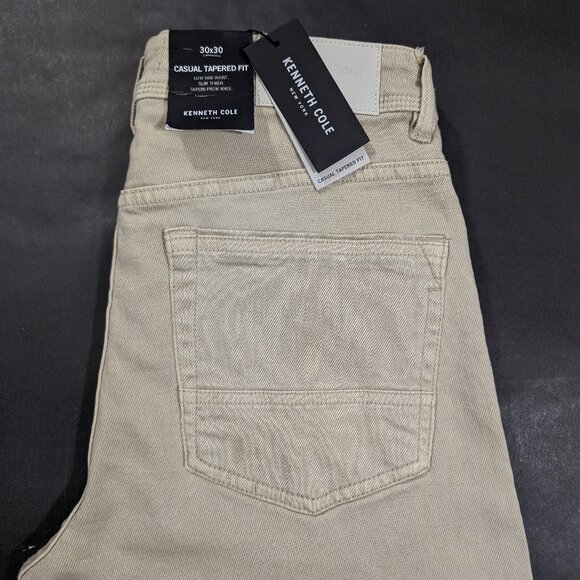 Kenneth Cole Men Casual Tapered Fit Stretch Denim Size 30x30 33x30 Ecru Low Rise